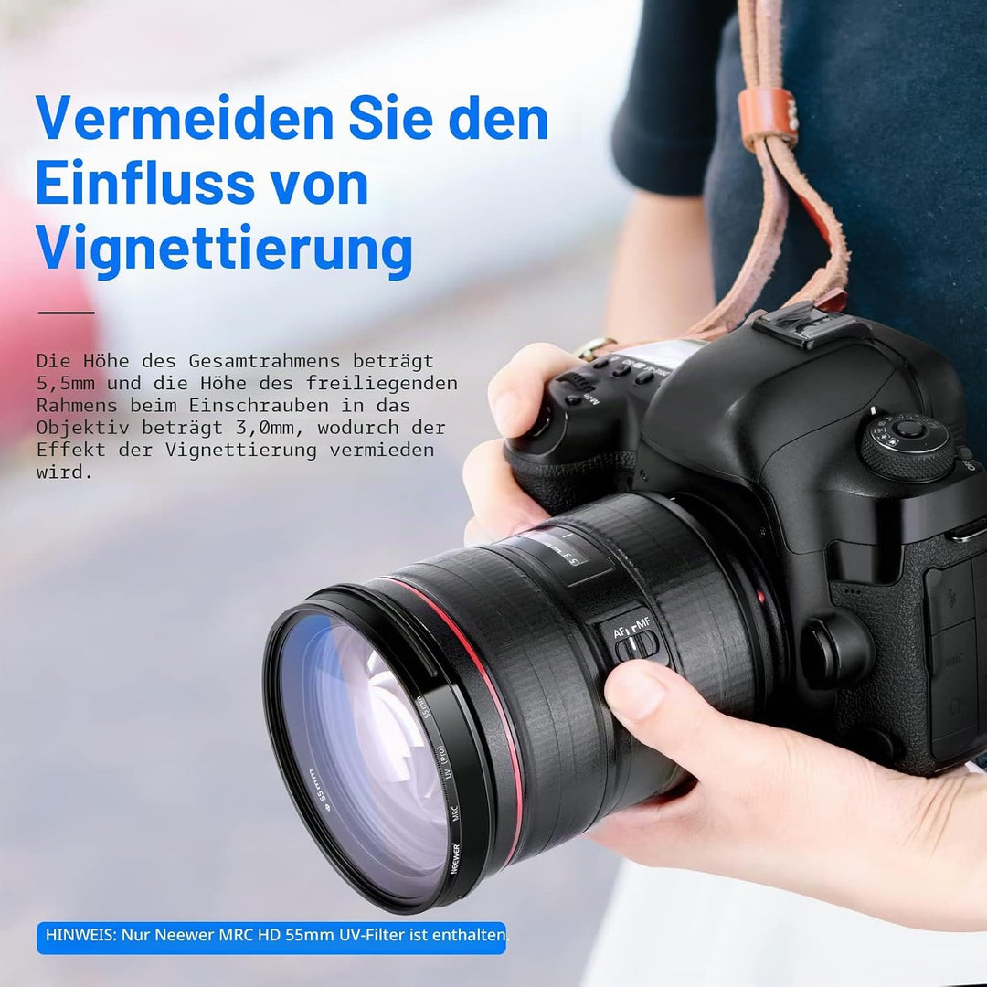 NEEWER 55mm MRC UV Filter, Schutzfilter mit 30 Schichten Multiresistente Nanobeschichtungen/HD Optis