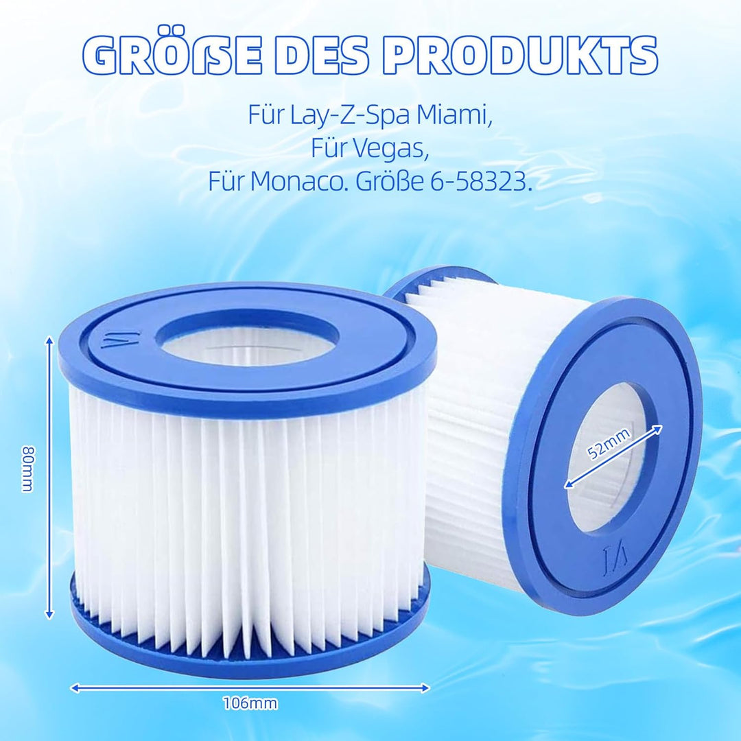 VI Filterkartusche für Pool, Flowclear Pool Filter, Filter Ersatzfilter für Lay-Z-Spa Miami, für Veg
