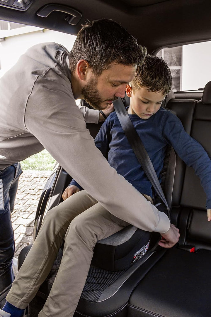 Booboo Safety Madrid Sitzerhöhung auto kinder ohne Isofix 125 bis 150 cm, i-Size - Black Grey
