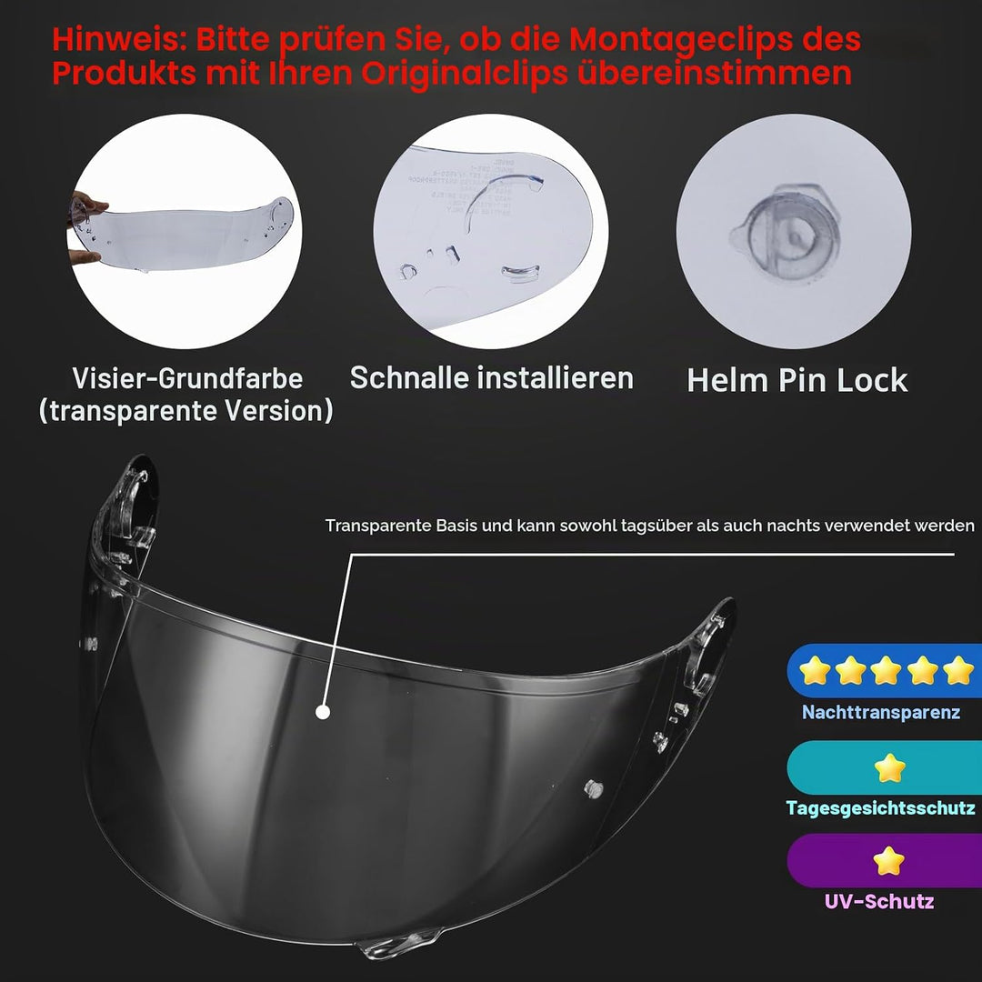 PSLER Helm Visier Verspiegelt für Shoei GT Air GT Air 2 TC-5 TC-9 Neotec CNS-1,Helmvisier Getöntes V