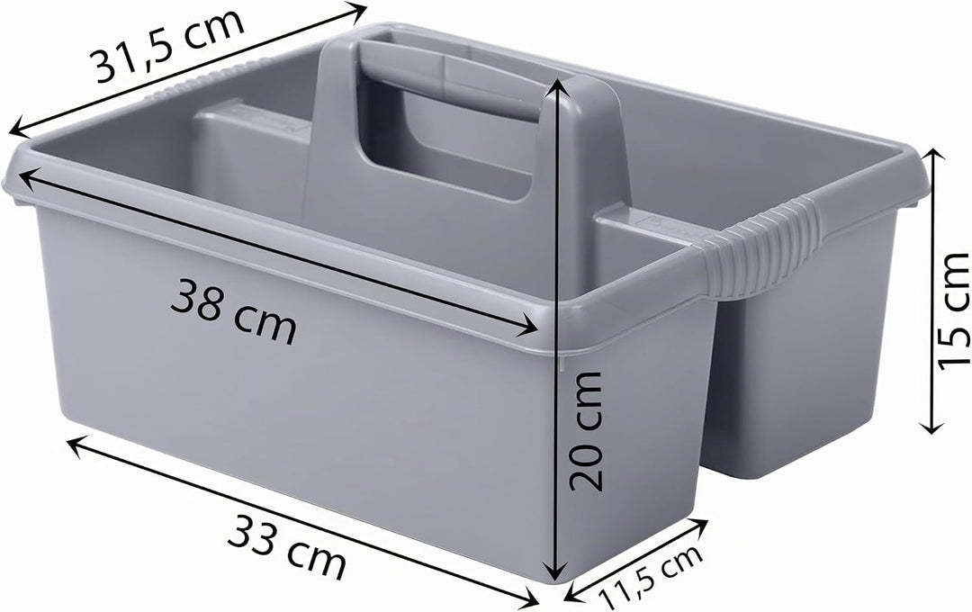 Tragbarer Organizer für Putzmittel 38x32x15 cm Grau Werkzeugträger Gartengerätekorb Schuhputzkasten