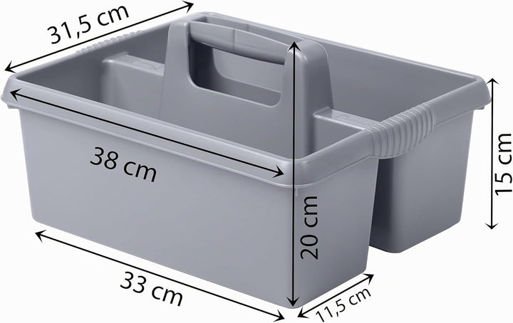 Tragbarer Organizer für Putzmittel 38x32x15 cm Grau Werkzeugträger Gartengerätekorb Schuhputzkasten