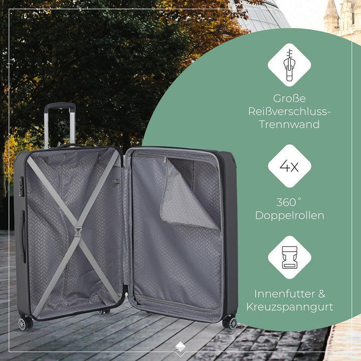 Travelite Hartschalenkoffer gross, erweiterbar, 4 Rollen, City, Trolley mit kratzfester Oberfläche,