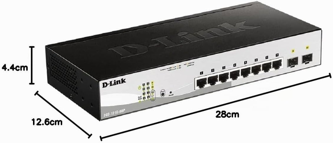 D-Link DGS-1210-08P/E Gigabit Smart Switch (8-Port, 2x SFP, 65W PoE-Budget) 10 Port|8x1G PoE(65W)|2x