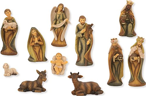 Krippenfigur, Krippenfiguren modern 11-teilig, Holzoptik für 9cm Figuren