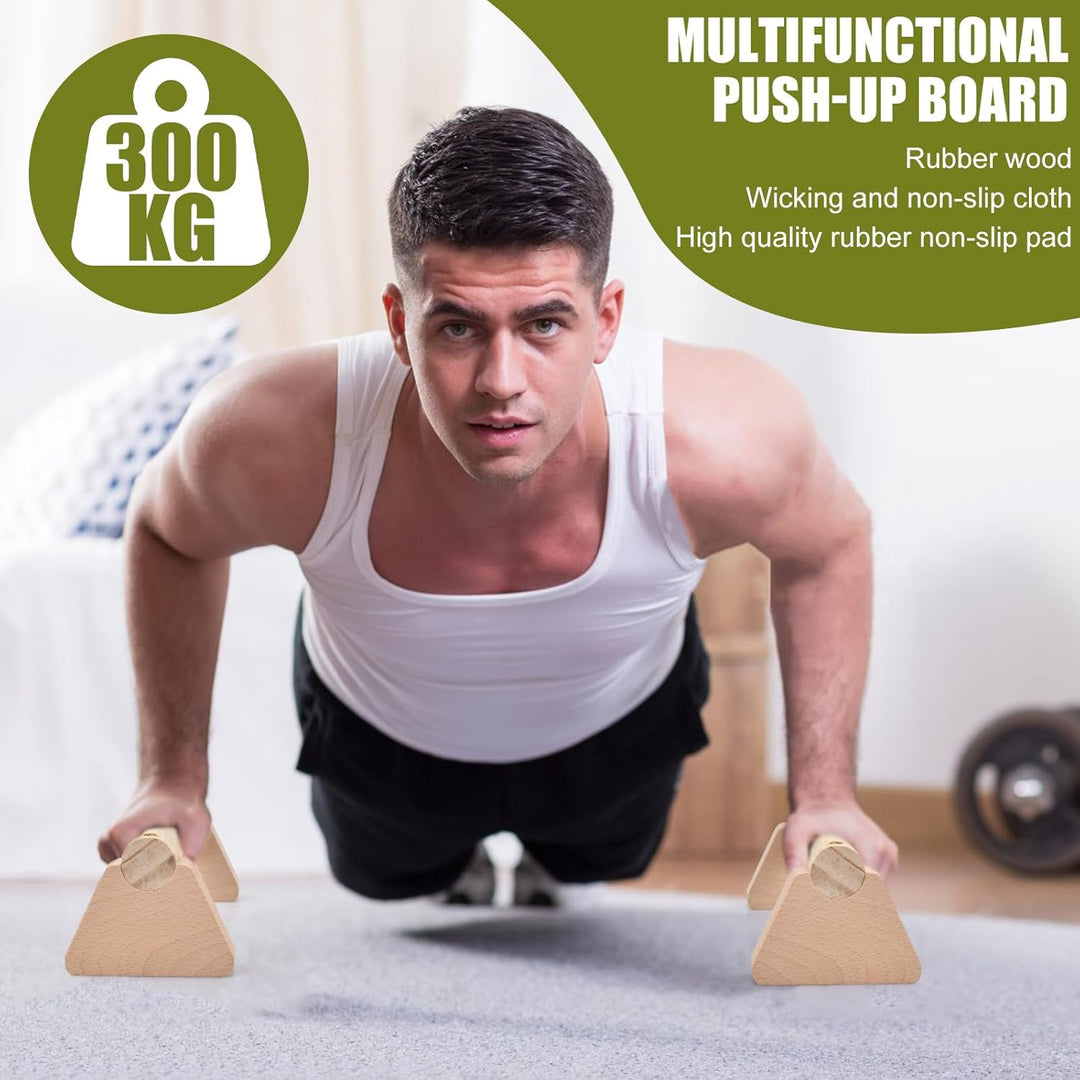 2 Pcs Liegestützgriffe 25cm, Parallettes Calisthenics Equipment, Handstand Griffe aus Holz, mit Anti