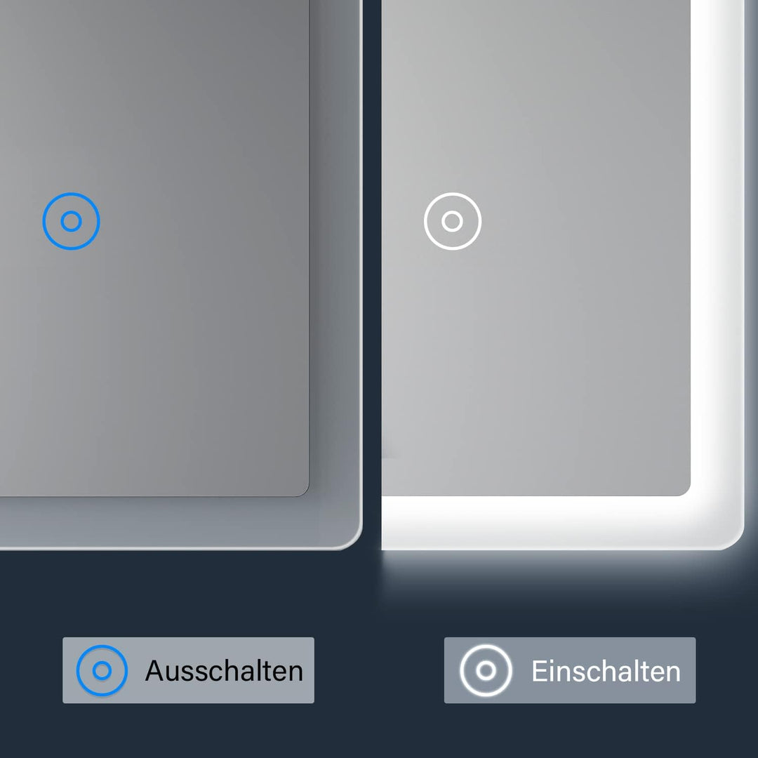 SONNI Badspiegel mit Beleuchtung 50x70cm beschlagfrei Wandspiegel Badezimmerspiegel mit Touchschalte