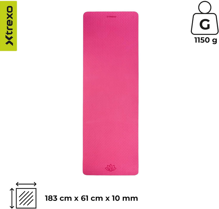 TREXO 6 mm dicke Gymnastikmatte, Masse 183x61 cm Fitnessmatte mit rutschfester Oberfläche Aus TPE he