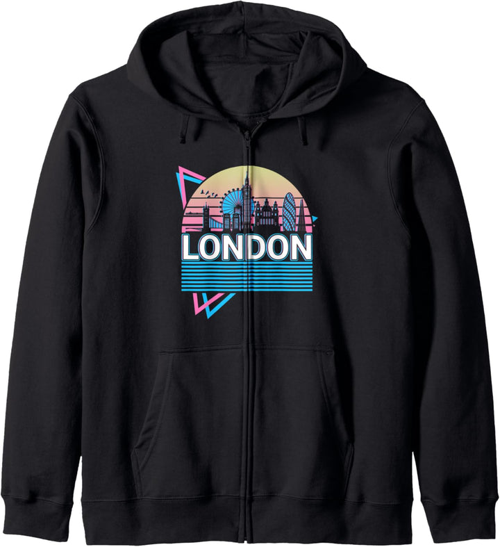 London City Skyline Stadtbild Retro Kapuzenjacke