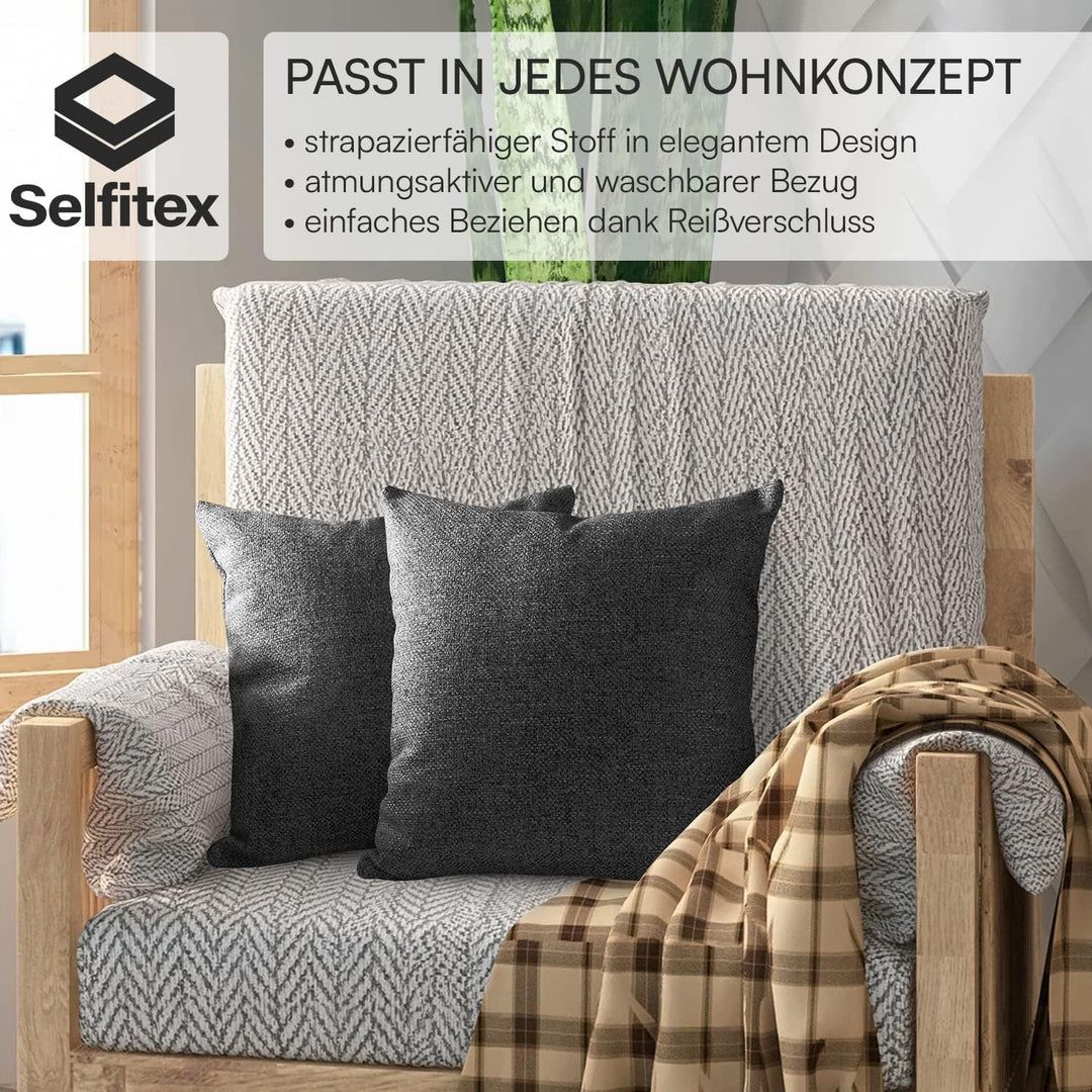 Selfitex 2er Set 40x40 cm, Sofakissen mit Füllung und Bezug, Dekokissen, Kopfkissen mit weicher Kiss