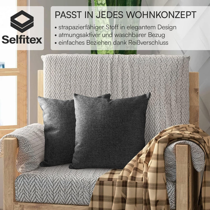 Selfitex 2er Set 40x40 cm, Sofakissen mit Füllung und Bezug, Dekokissen, Kopfkissen mit weicher Kiss