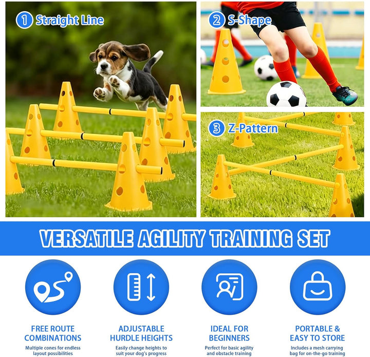 MeYuxg Agility Set Hunde – Cavaletti Steckhürdenset für kleine Hunde & Kinder, verstellbare Training