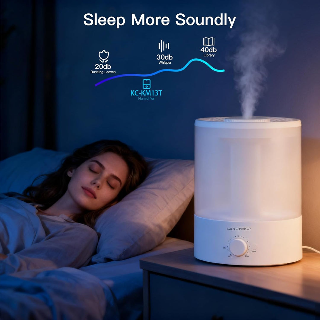 MegaWise Healthy Top-Refill Cool Mist Luftbefeuchter für Schlafzimmer, 3.8 l Diffusor für ätherische