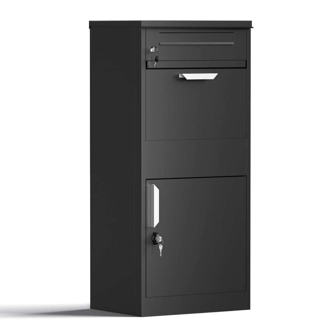 XPOtool Paketkasten Schwarz 500 x 370 x 1120 mm, Paketbox Zuhause, Private Paketannahme passend für