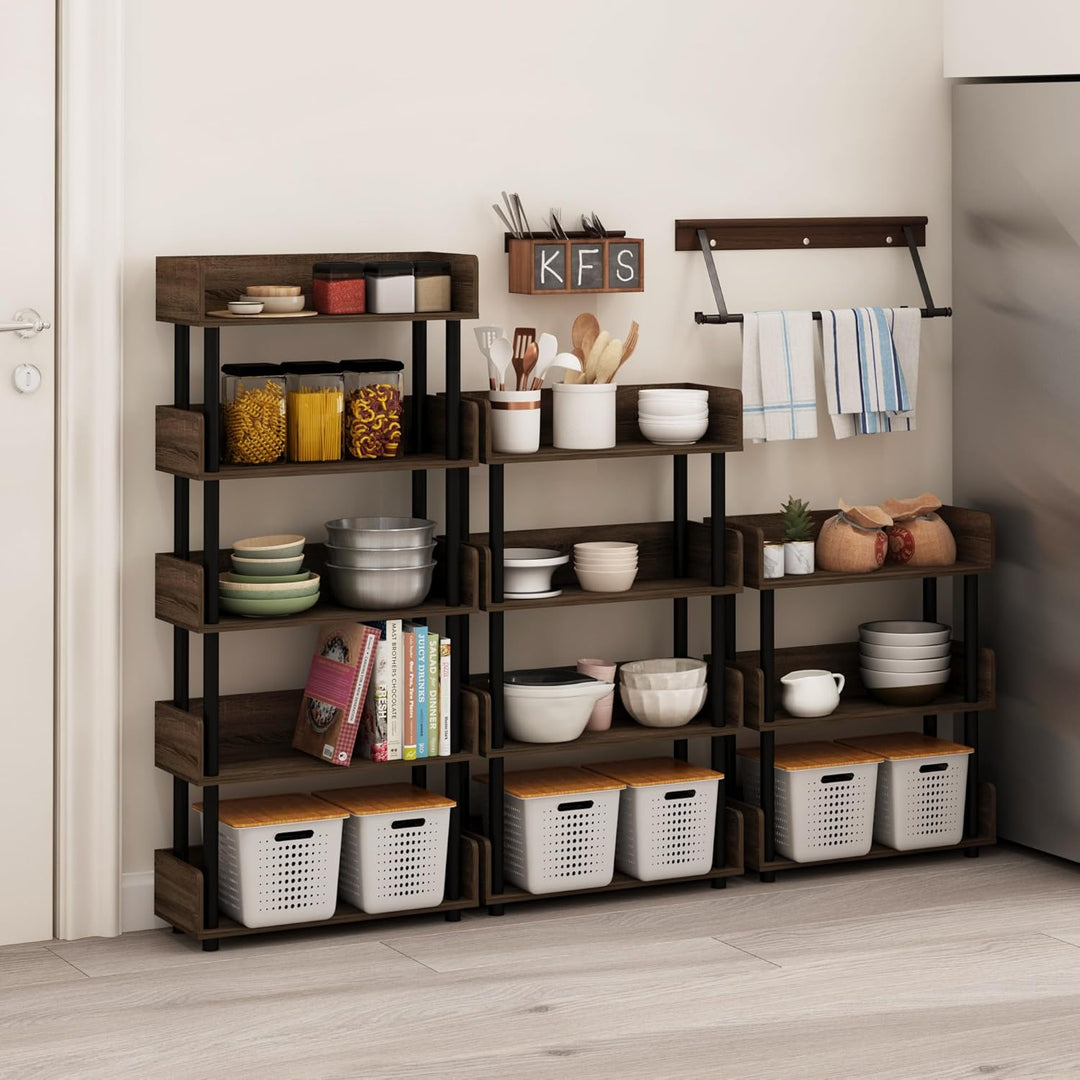 Furinno Turn-N-Tube 5-stufiges freistehendes Mehrzweck-Präsentationsregal, Bücherregal, Walnuss Waln