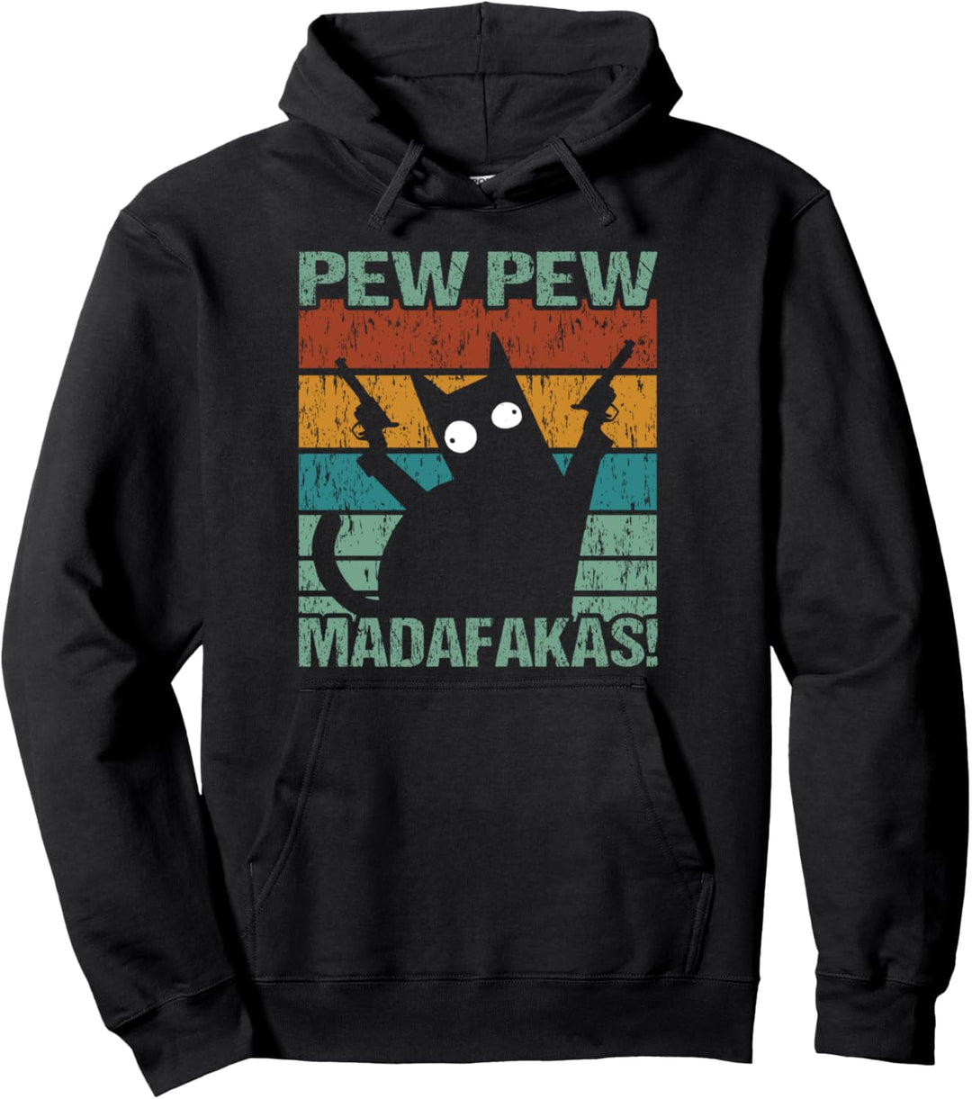 Pew Pew Madafakas verrückte Katze Witziger Spruch Kätzchen Pullover Hoodie
