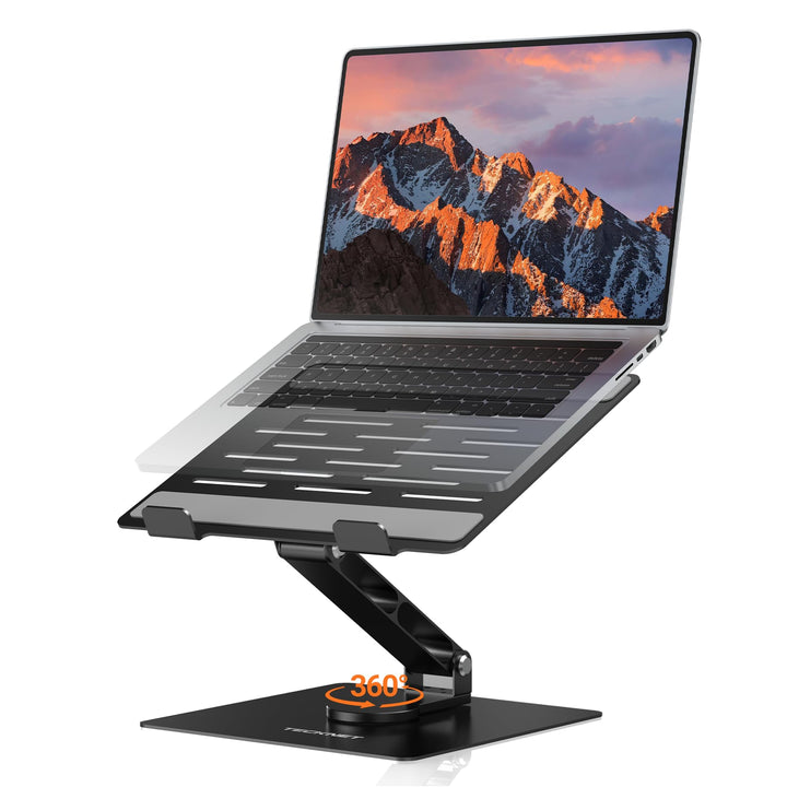 TECKNET Laptop Ständer mit 360 Drehbarer Basis, Laptopständer Höhenverstellbar, Faltbarer Laptop Sta