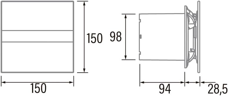 Cata E 100 G BK Bad-Abzieher, 8 W, Glas, Schwarz Modern, Modern
