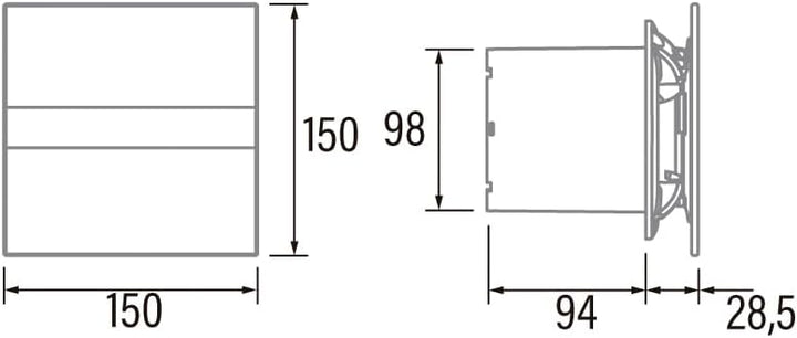 Cata E 100 G BK Bad-Abzieher, 8 W, Glas, Schwarz Modern, Modern