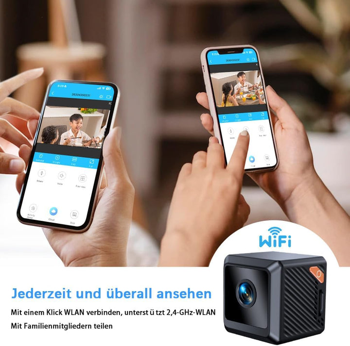 Mini Kamera 1080P – WLAN Überwachungskamera Innen mit Live-Übertragung per App, Bewegungserkennung,