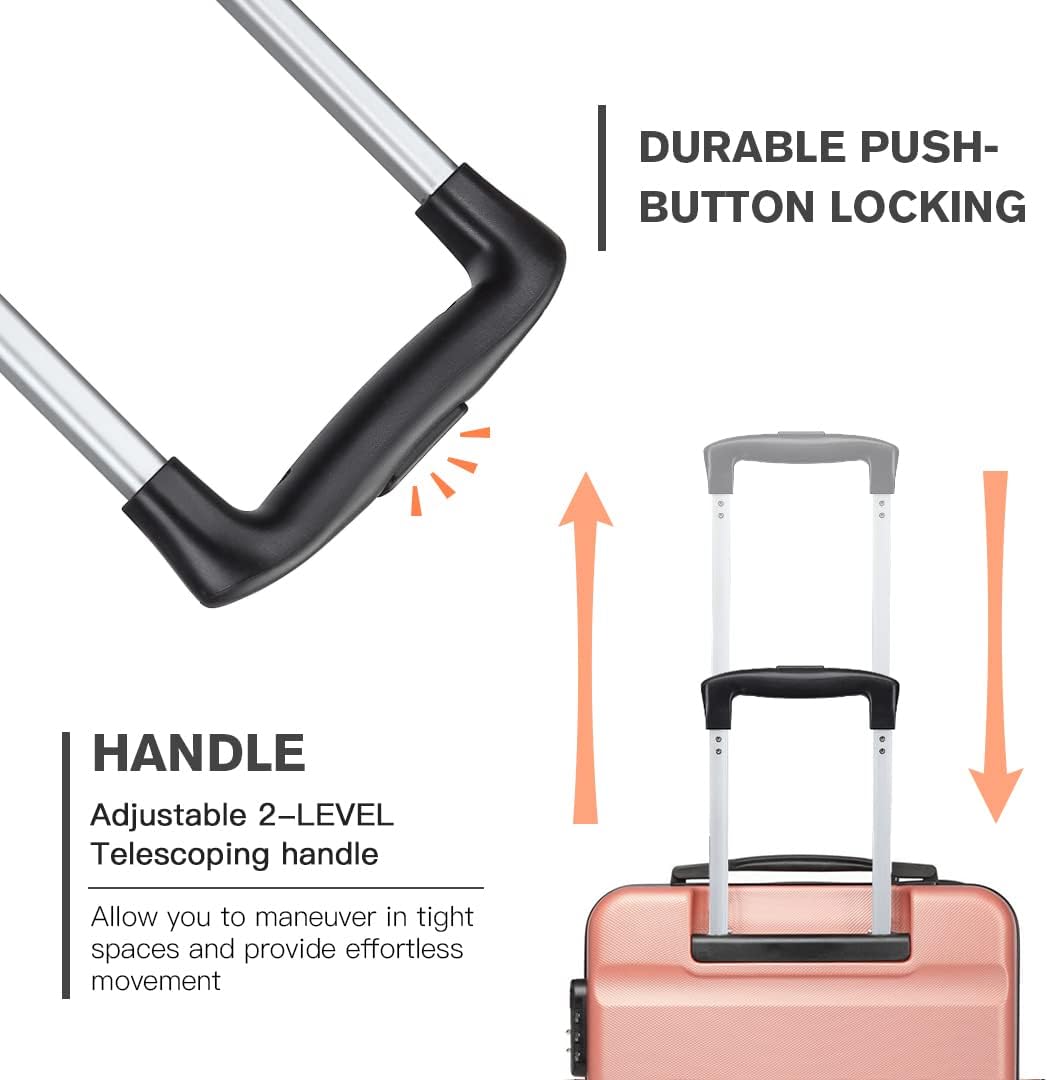 KONO Koffer Trolley Handgepäck Leicht Hartschalenkoffer aus ABS Reisekoffer mit 4 Rollen Gross Koffe