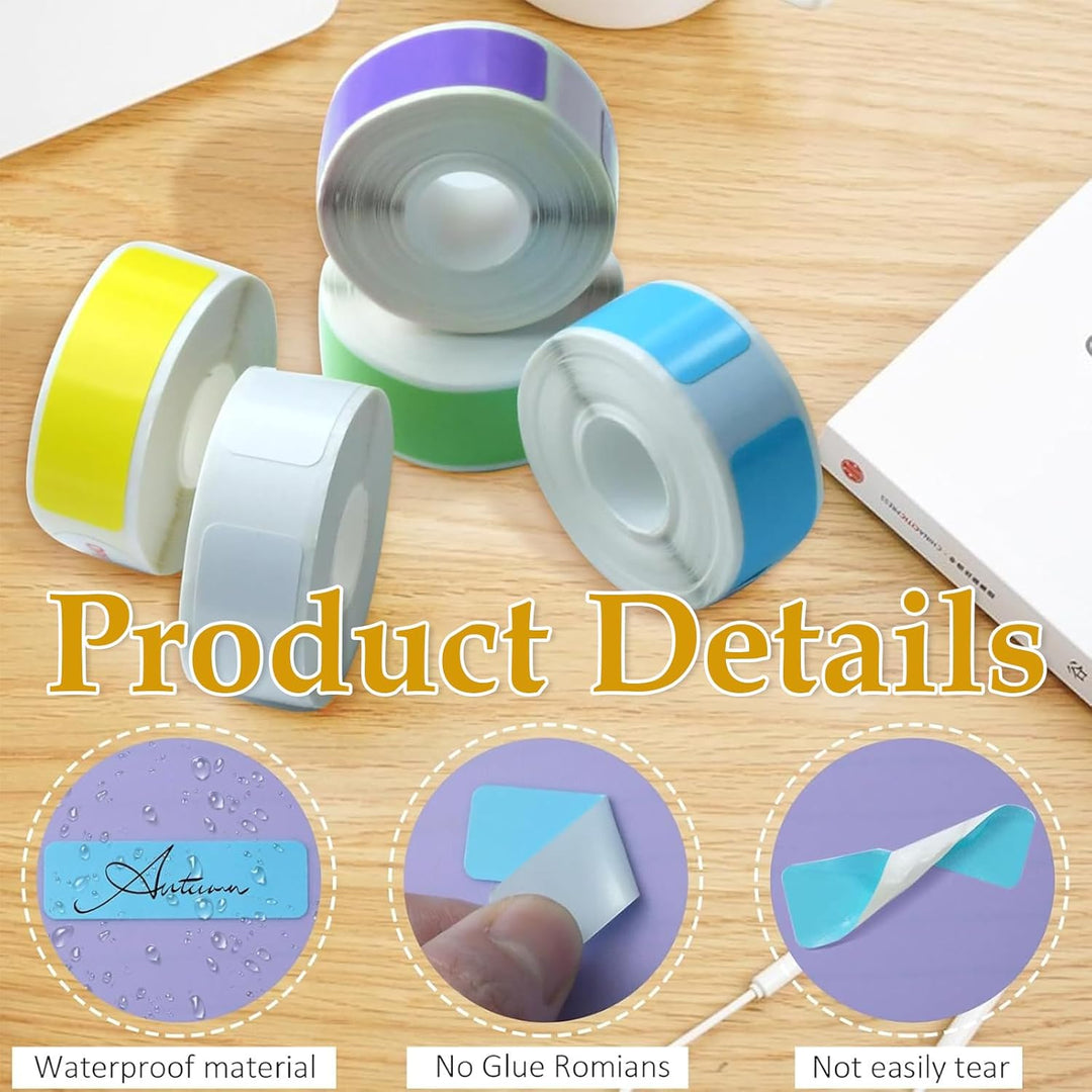 6 Farben, 960 Etiketten – Thermodrucker Etiketten 12 x 40 mm, selbstklebend, wasser- und ölbeständig