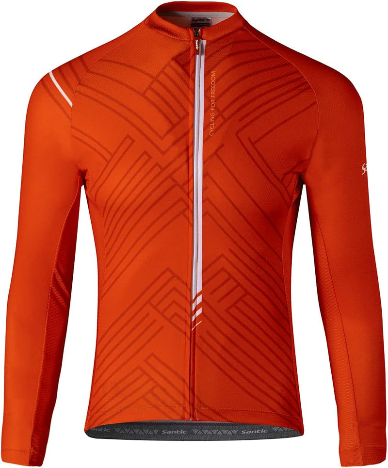 Santic Fahrradtrikot Herren Langarm Radtrikot Winter Fahrradshirt Herren Atmungsaktiv mit Taschen S