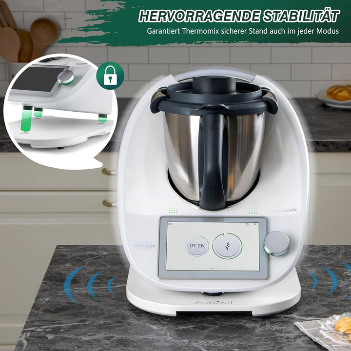 ANBOXIT Gleitbrett für Thermomix TM6/TM5, Brett für Thermomix mit Rollen, Leicht Gleitendes Bambus R