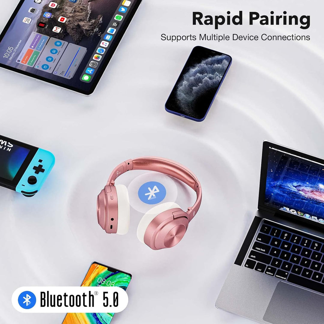 FORALL U20 Over Ear Kopfhörer Bluetooth Noise Cancelling Kopfhoerer, Fast Charging, 40H Spielzeit, A