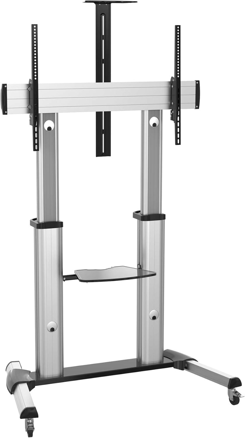 PureMounts PDS-0011C Single Screen TV Standfuss, VESA: bis 1000x600 mm silbergrau/schwarz, Standfuss