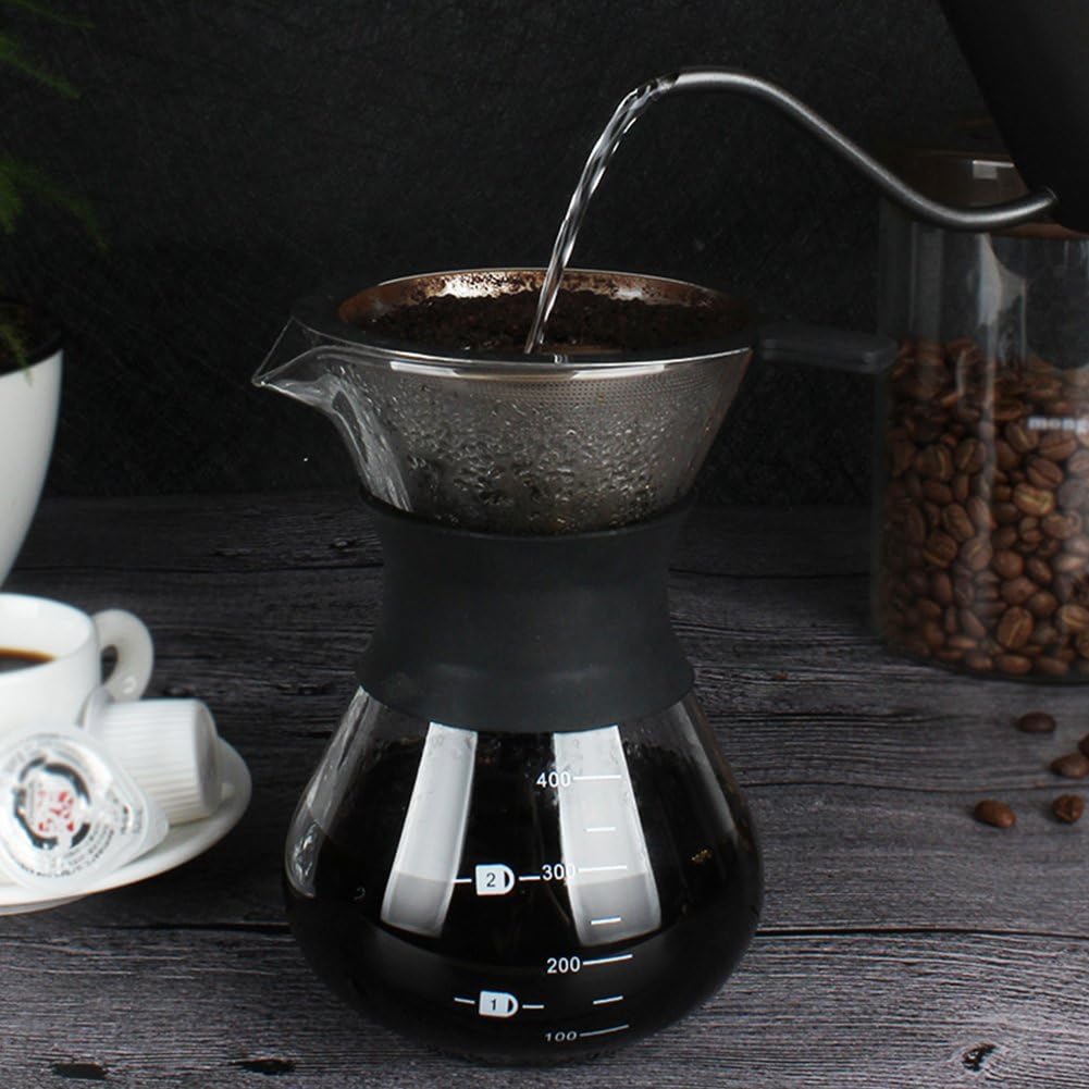 Aramox Handgebrühte Glaskaffeekanne, Kaffeekanne Glas, Tropfmaschine mit Echtholzhülse, manuell, Kaf