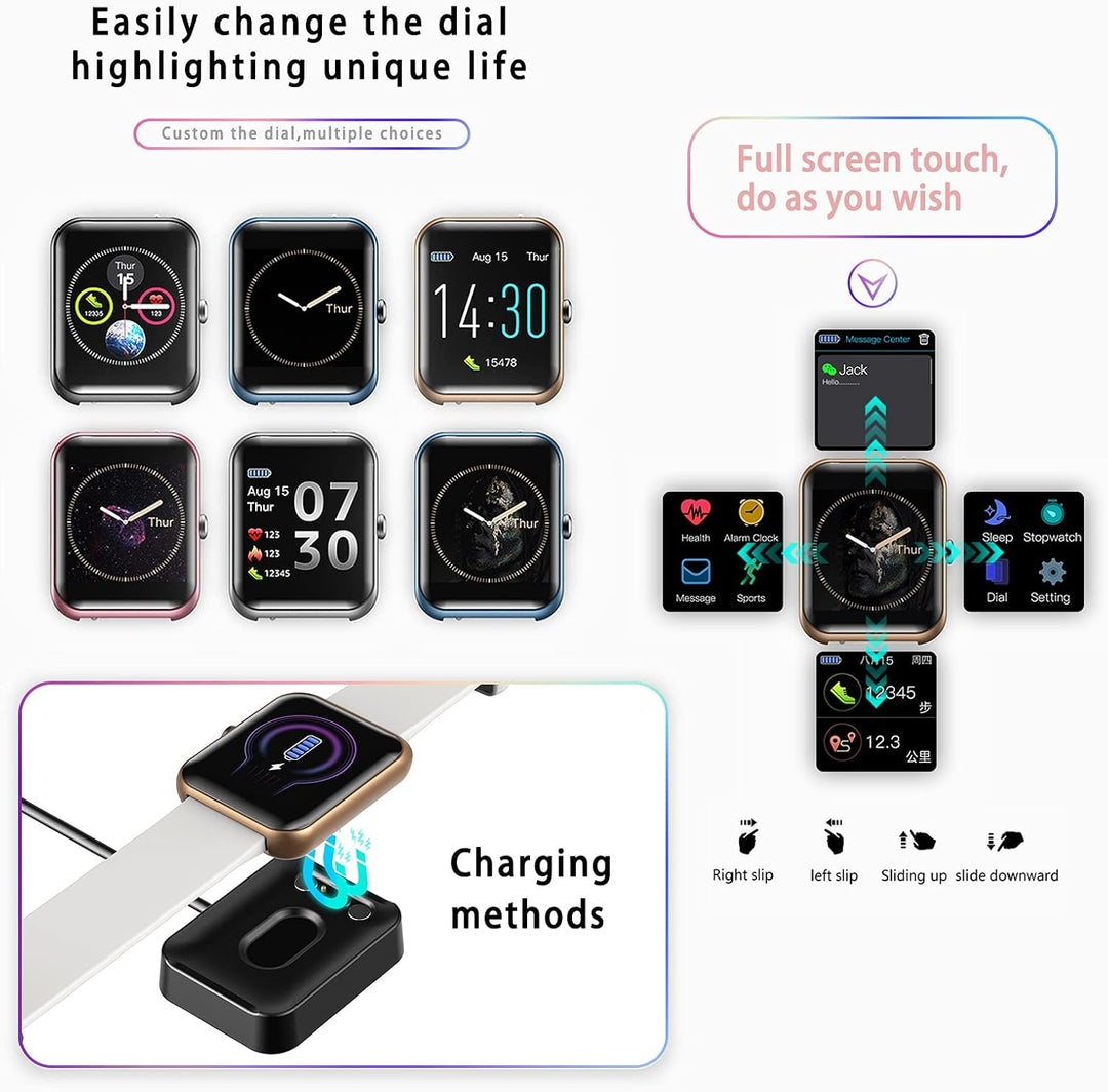 SUPBRO Smartwatch Fitness Armband Tracker 1,3" Herzfrequenzmessungen Schlafüberwachung Smartphone-Be