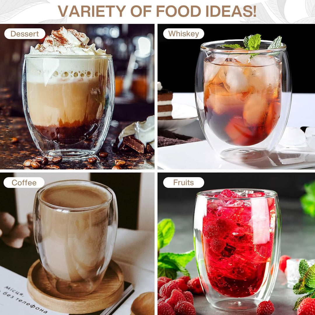 MULEVIP Latte Macchiato Gläser Doppelwandig (6 x 350ml) Doppelwandige Gläser,Doppelwandige Kaffeeglä