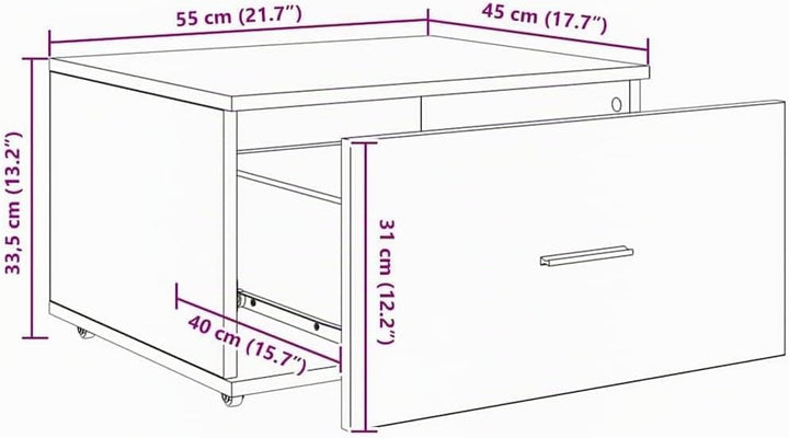 vidaXL Schubladenschrank Mit Rad Artisan-Eiche 55 x 45 x 31 cm, Grosszügiger Stauraum, moderner rech