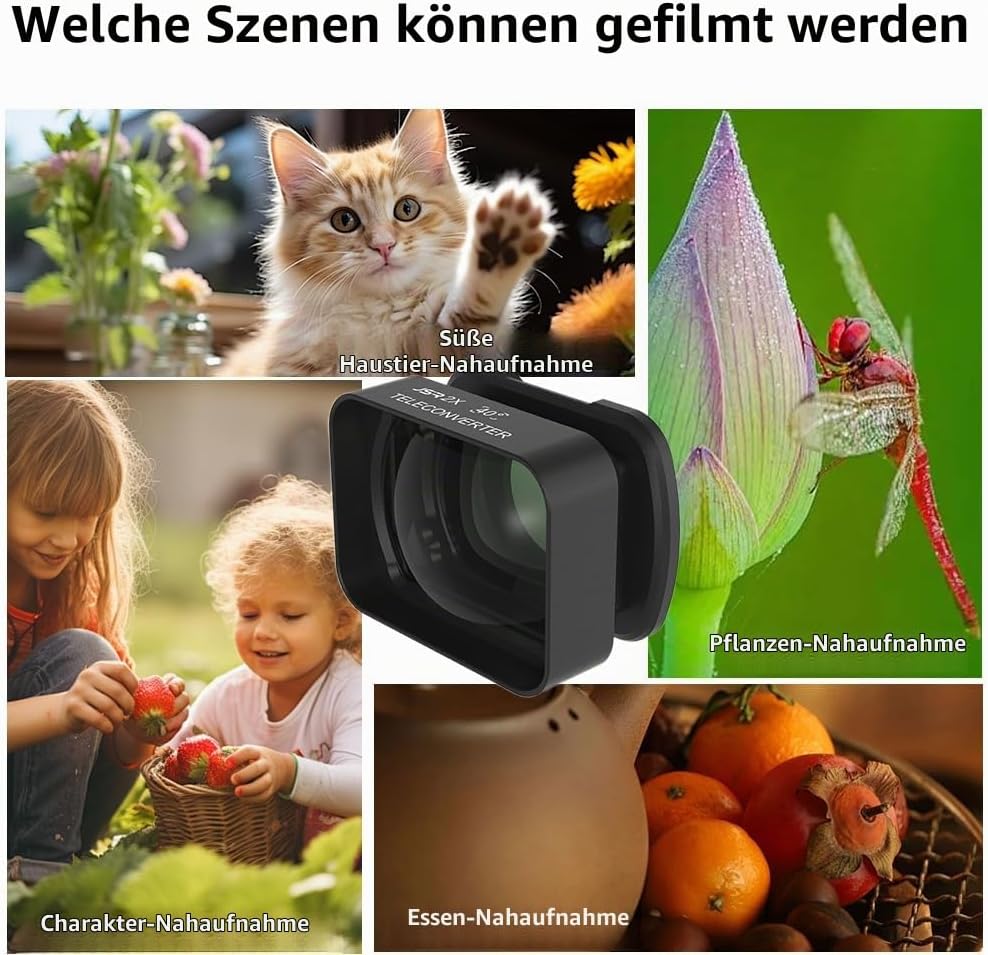 2X Vergrösserungs -Teleobjektiv für Tasche 3 Kamera, 2X Zoomobjektiv, Fernfotografie, HD -Beschichtu