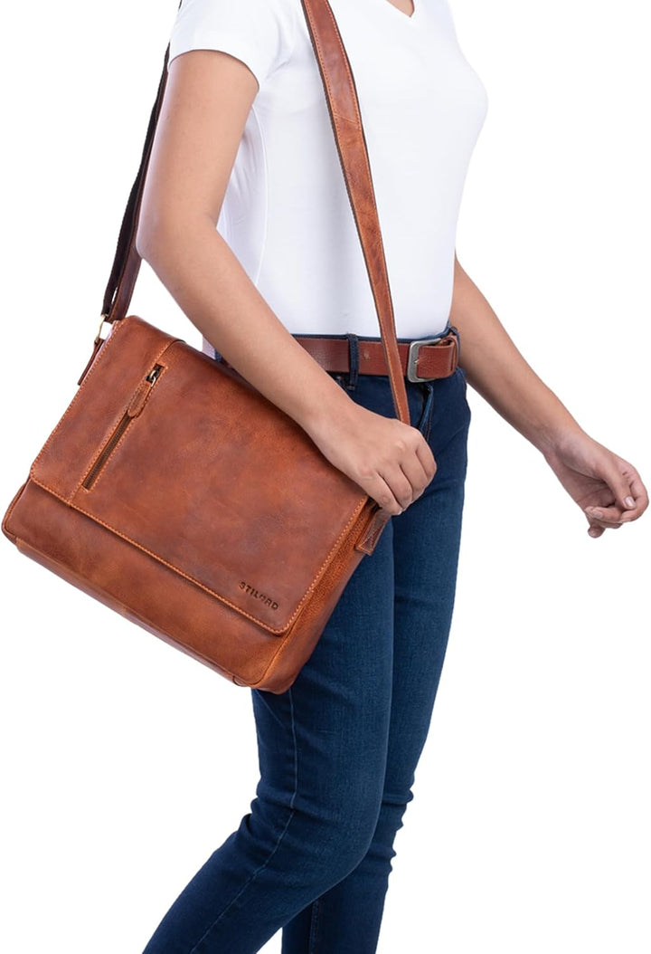 STILORD 'Davis' Messenger Bag Leder 13 Zoll Laptop Tasche Vintage Umhängetasche Schultertasche für U