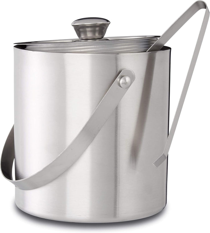 Relaxdays Eisbehälter rund mit Deckel, Eiszange, Eiswürfel-Kühler für Bar, Party, 1,5 Liter, HBT: 17