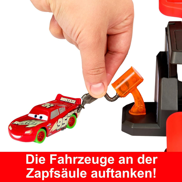 DISNEY Pixar Cars Spielset - 2 x Leuchtende Rennautos Starter und Überkreuz Neonrennstrecke, 2 Spiel