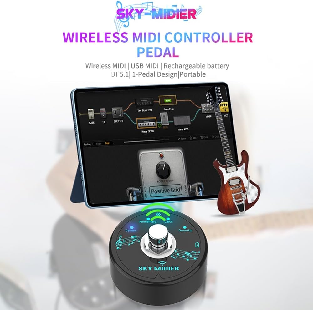Midi-Controller BT MIDI-Effektpedal, Mini-MIDI-Controller, Software, Effektor-Controller, USB-MIDI-C