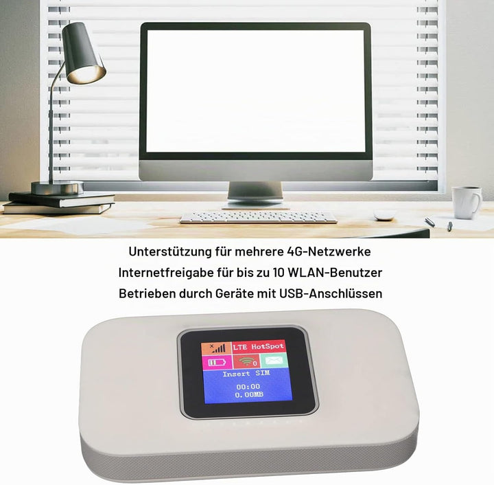Focket Mobiler 4G-LTE-WLAN-Hotspot, Tragbarer WLAN-Hotspot-Router, 300 Mbit/s High-Speed-Pocket-WLAN