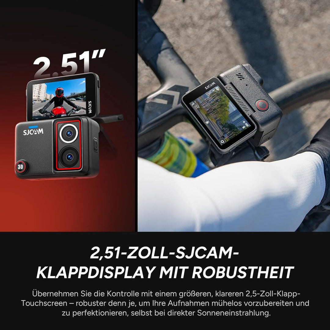 SJCAM SJ30 8K/20FPS,4K/60FPS Action Cam mit Nachtsicht Dual-Objektiv,7H Akku-Griff,2,51" Flip-Touchs
