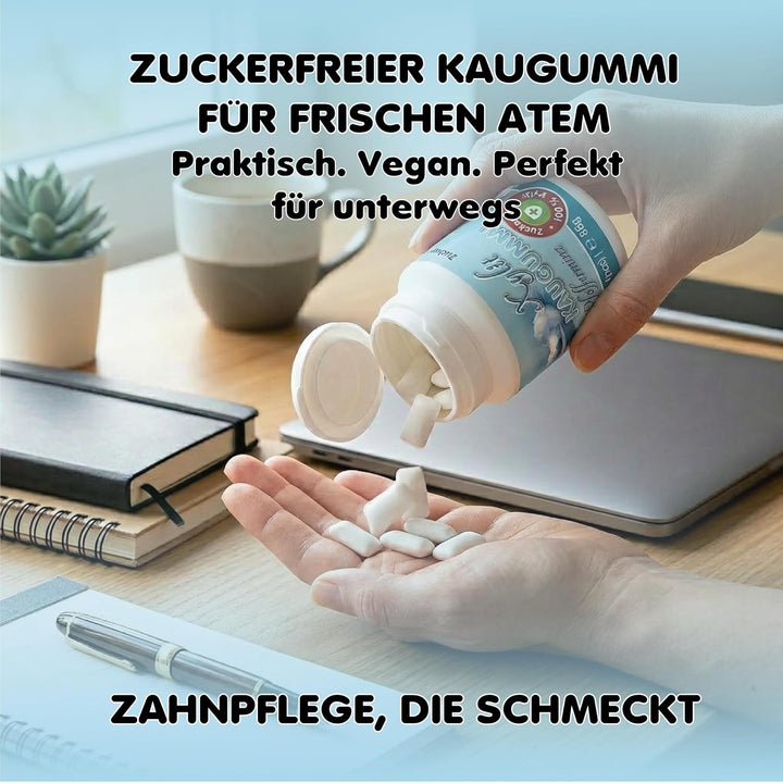 Xylitquelle Zahnpflegekaugummi PFEFFERMINZ | 3 x 80 Stk | 100% Xylit für angenehmen Atem | zuckerfre