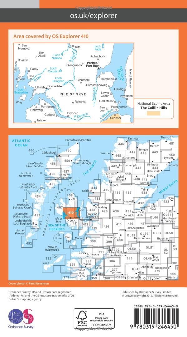 Skye - Portree and Bracadale (OS Explorer Map, Band 410), Karte