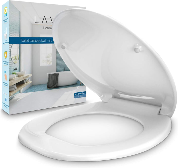 LAVUR Home & Living Toilettendeckel | Praktische Absenkautomatik für sanftes Schliessen | Haltbarer