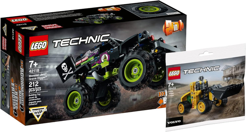 Lego Set - Lego Technic Monstertruck Monster Jam Grave Digger 42118 + Polybag Volvo Radlader 30433