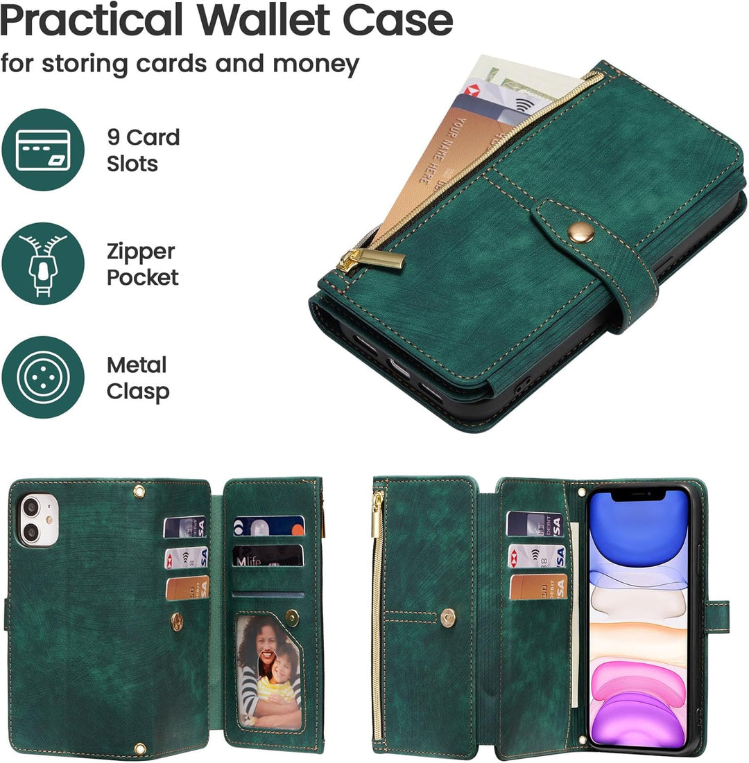 ZCDAYE iPhone 11 Hülle mit Band, Leder iPhone 11 Handytasche Handyhülle Praktische Handykette Karten