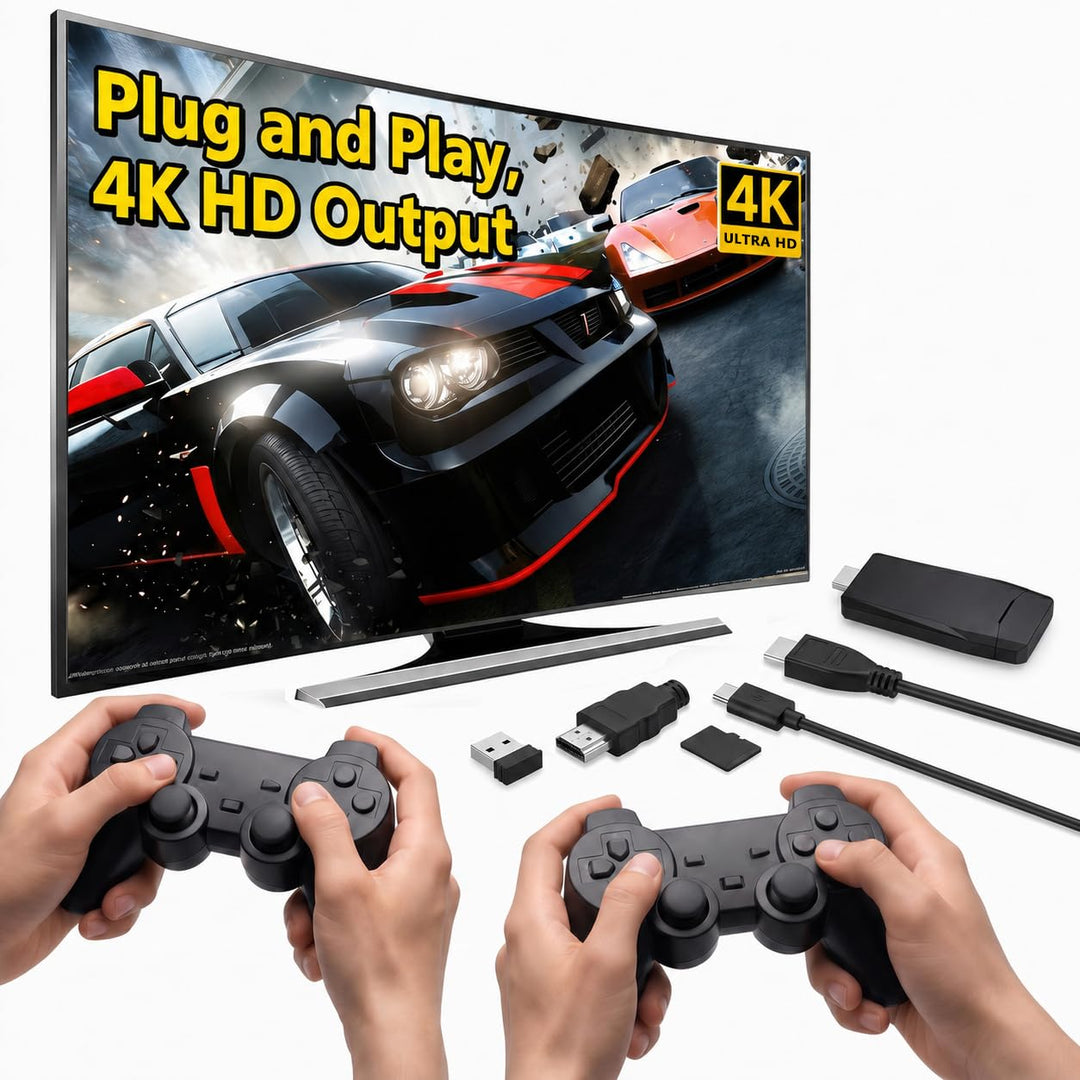 Whatsko Retro Konsole Game Stick mit 2 Wireless Game Controllern, Plug and Play Spielkonsole Videosp