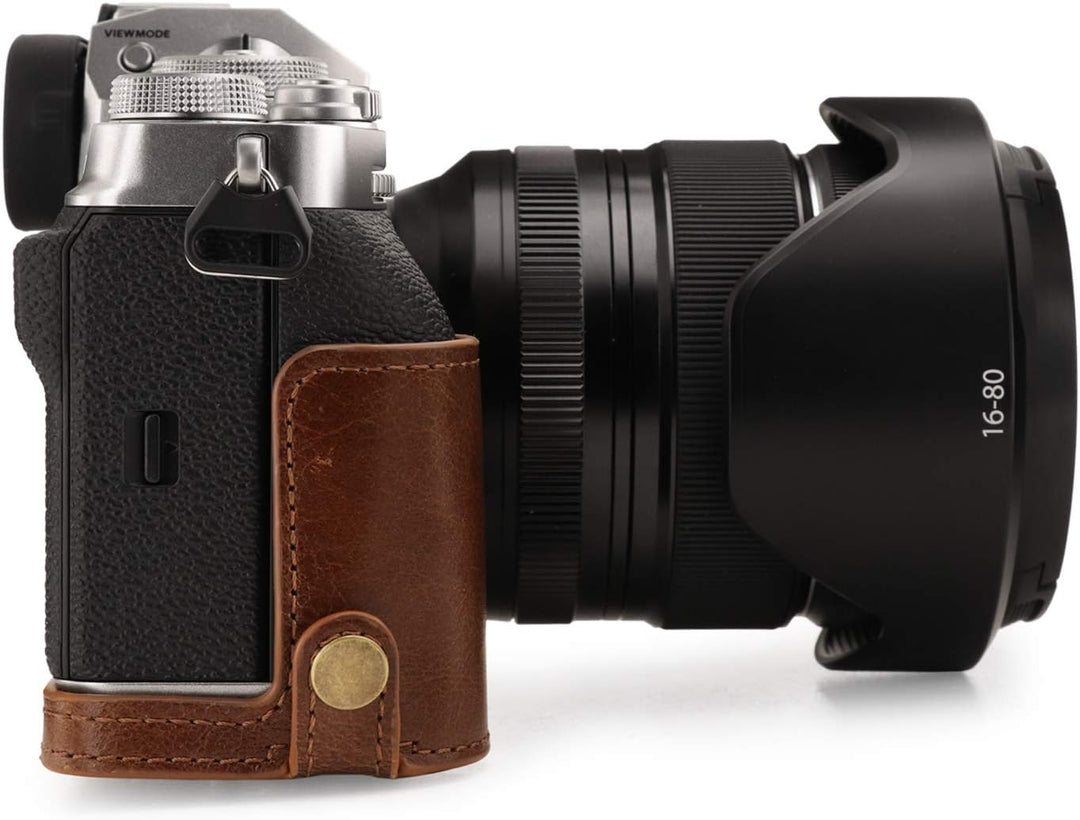 MegaGear Ever Ready MG1922 Kameratasche aus Echtleder, kompatibel mit Fujifilm X-T4 (XF16-80 mm), Br