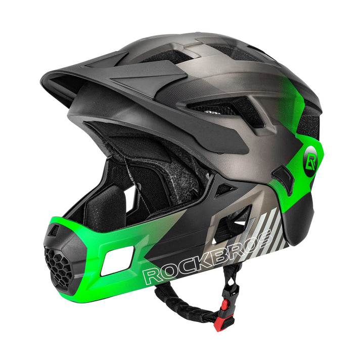 ROCKBROS Kinderhelm Integriert Fahrradhelm Kinder Jugend Fullface Helm mit Abnehmbarem Kinnschutz BM