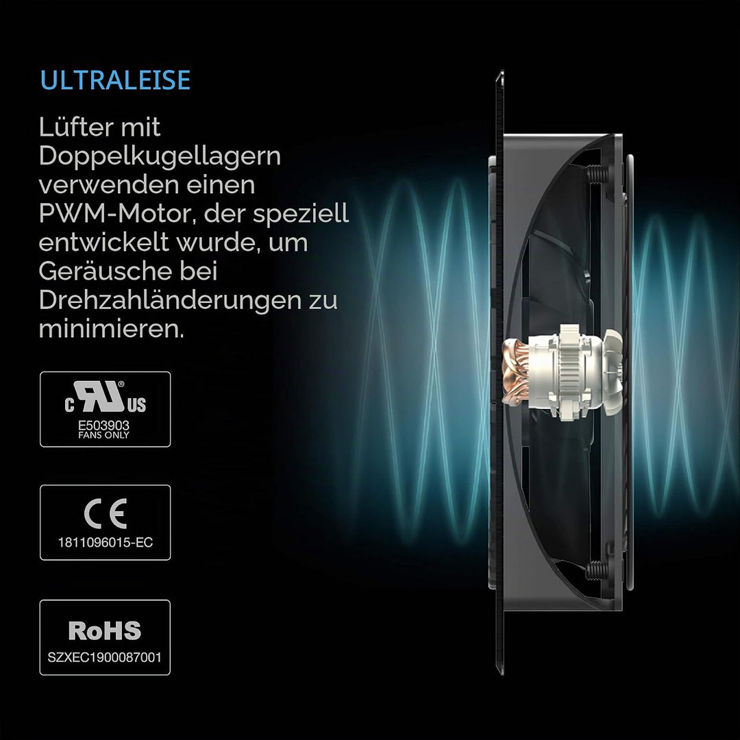 AC Infinity AIRPLATE S5, Leises Kühlventilatorsystem 8 Zoll mit Geschwindigkeitsregelung, für Heimki